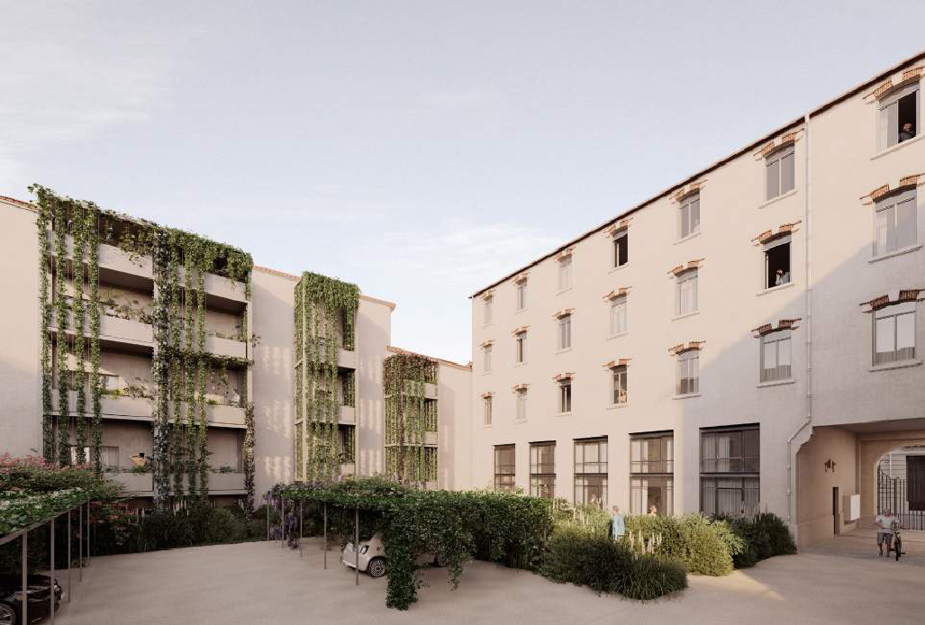 Grand Hôtel Moderne – cour intérieure et balcons végétalisés